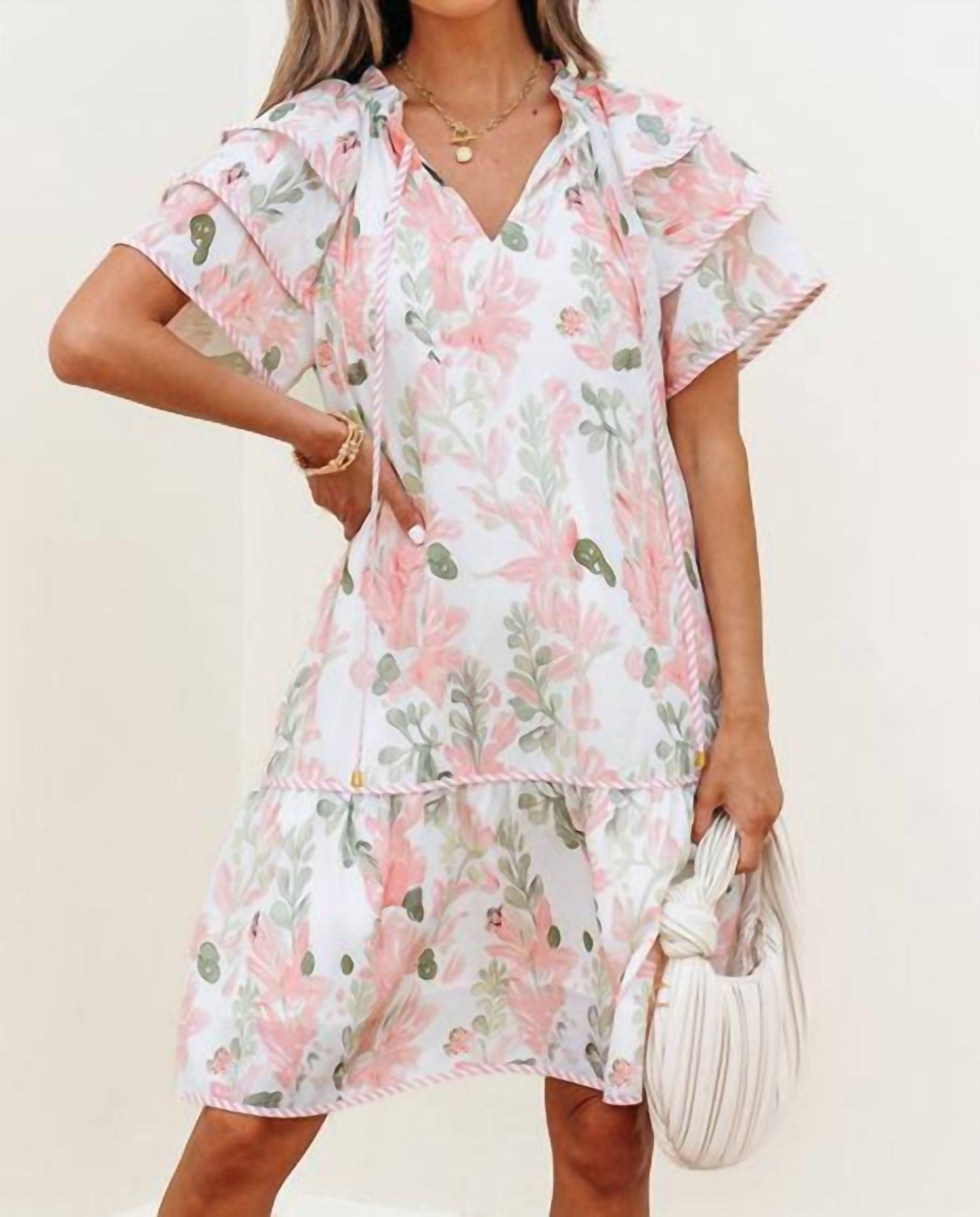 Pretty Bash - Swept Off My Feet Flutter Sleeve Floral Dress