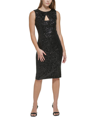 Women's Petites Sequined Cocktail Party Dress