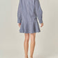English Factory - Stripe Collar Flared Skirt Dress