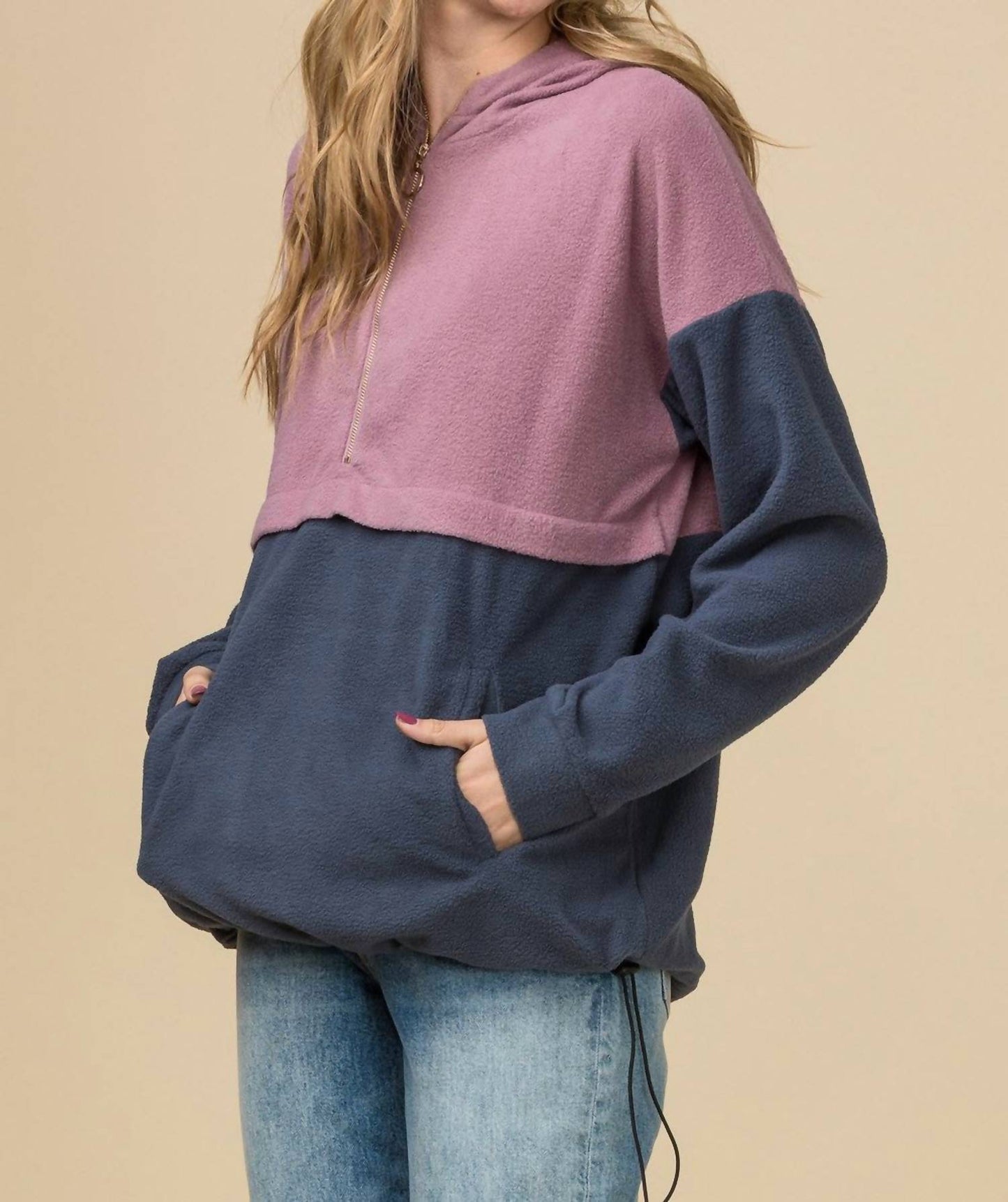 Entro - Color Block Hooded Sweatshirt