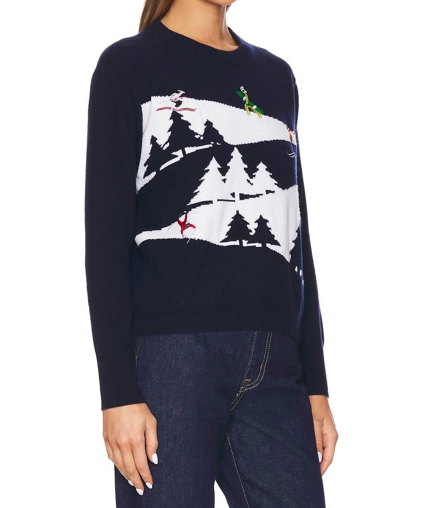 Autumn Cashmere - Snowscape With Skiers Sweater