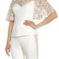 Adrianna Papell - Bell Sleeve Zipper Back Illusion Embroidered Crepe Top