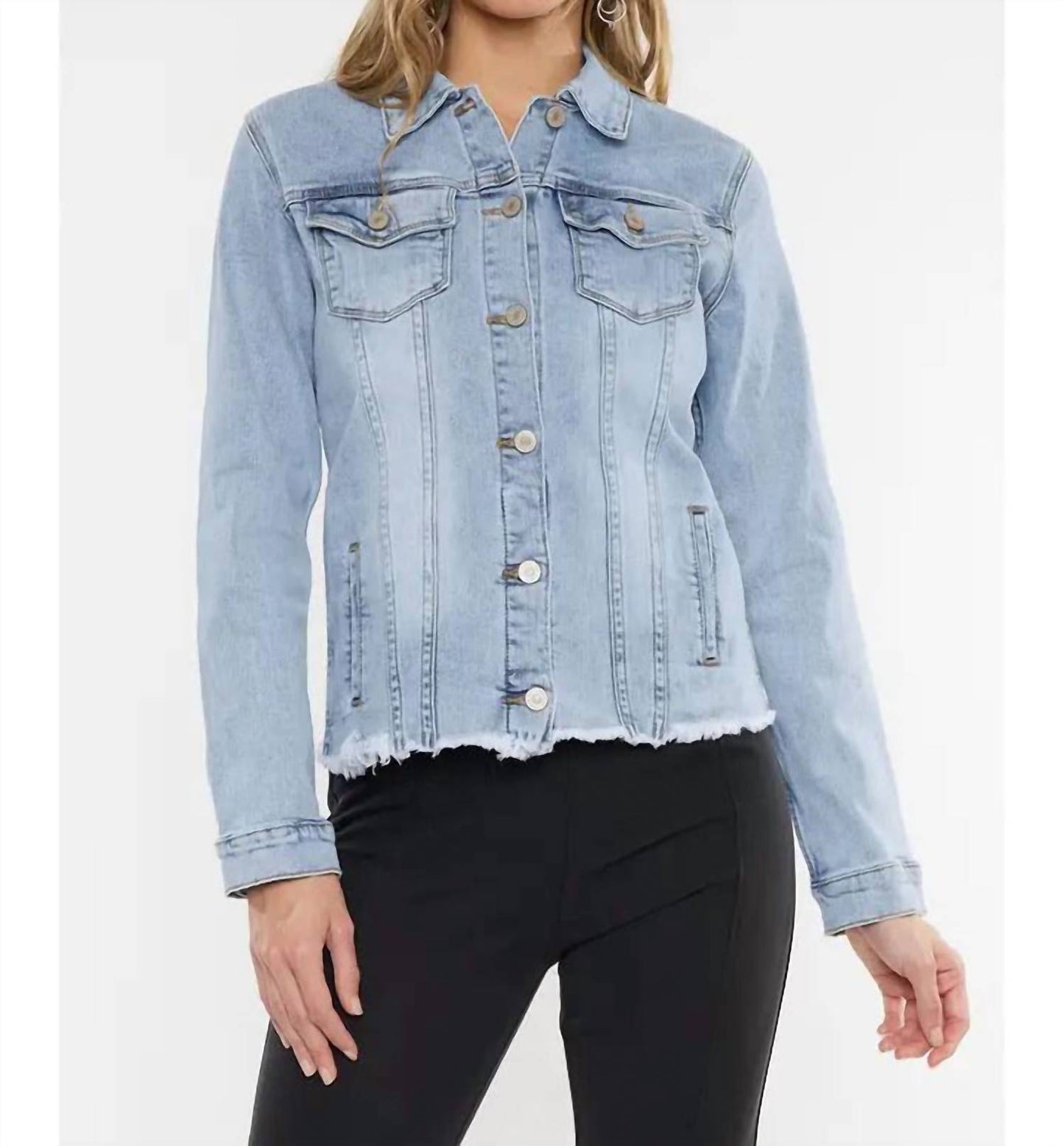 Kancan - Frayed Hem Denim Jacket