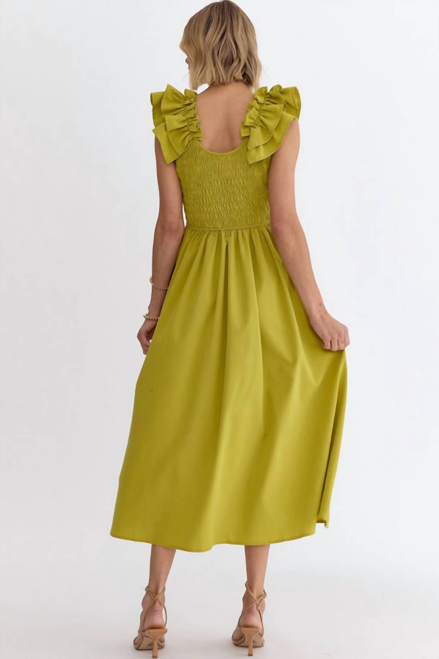 Entro - Sleeveless Smocked Midi Dress