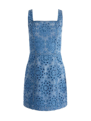 Alice + Olivia - Maryann Floral Cutout Denim Dress