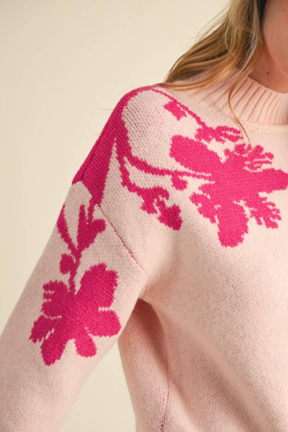 &Merci - Mock Neck Floral Sweater