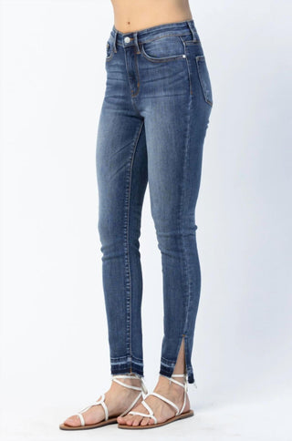 Judy Blue - Hi Waist Fray Slit Straight Leg Jeans