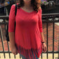 Umgee - Cold Shoulder Fringe Top