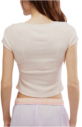 Free People - End Game Pointelle Baby Tee