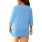 On The Plus Side - Cotton 3/4 Sleeve U-Neck Tee - Plus