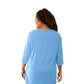 On The Plus Side - Cotton 3/4 Sleeve U-Neck Tee - Plus