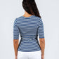 Goldie - Women's Rebecca Striped Rib Half Sleeve Top