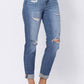 Judy Blue - High Waist Cuffed Boyfriend Jeans