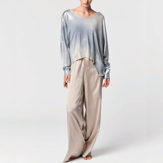 Avant Toi - Frosted Effect Stretch Silk Palazzo Pants