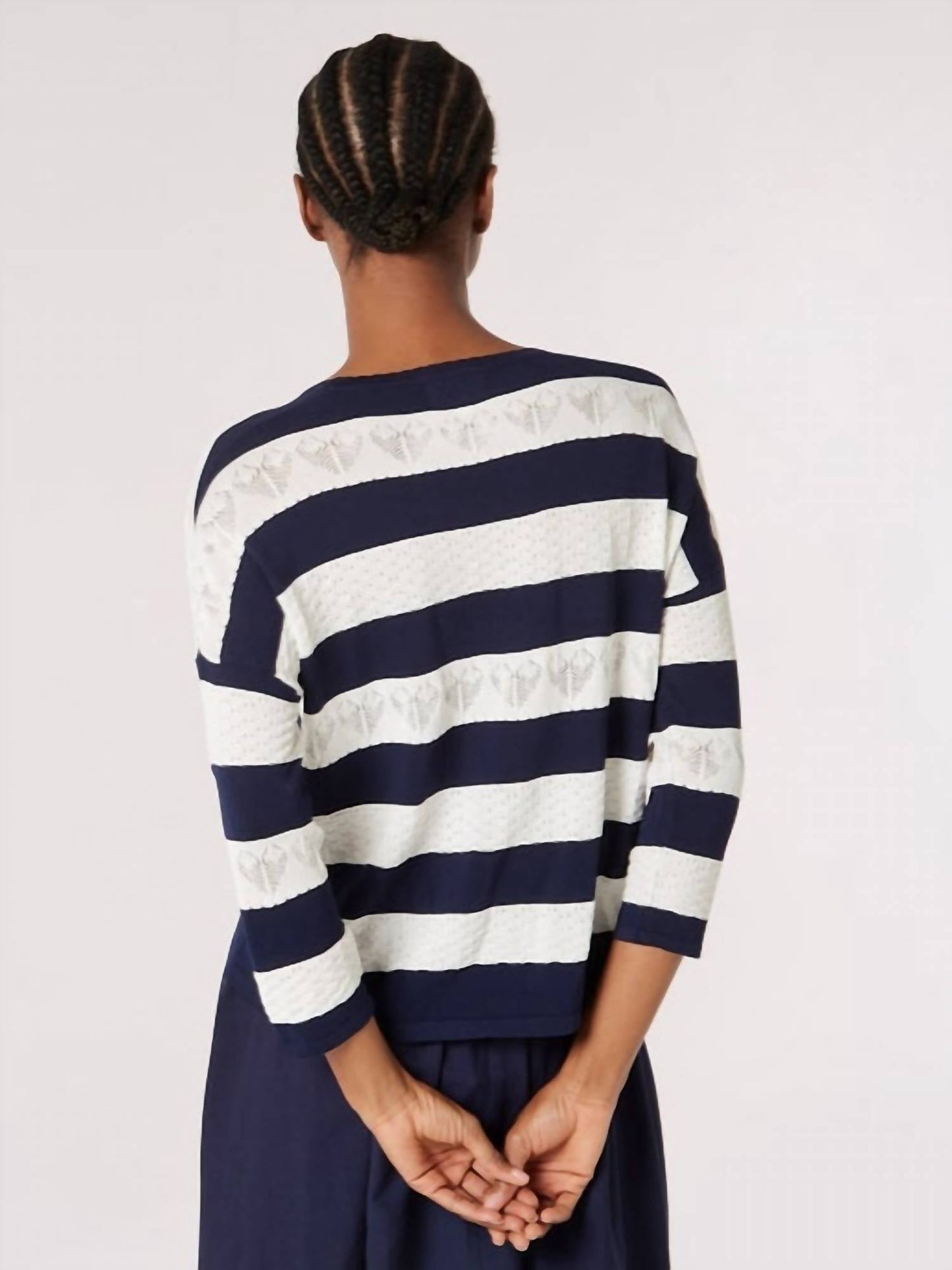 Apricot - Jacquard White Stripe Box Sweater