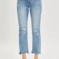 Risen - Full Size High Rise Distressed Cropped Straight Jeans