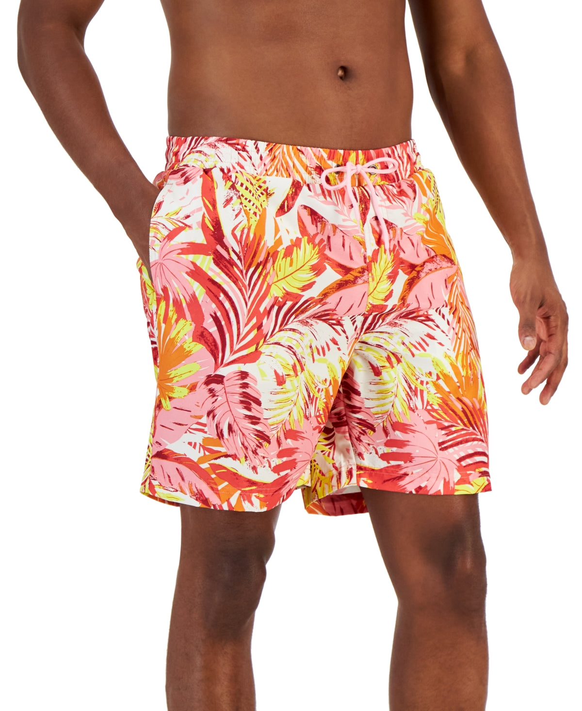 Mens Tropical Leaves Swim Trunks