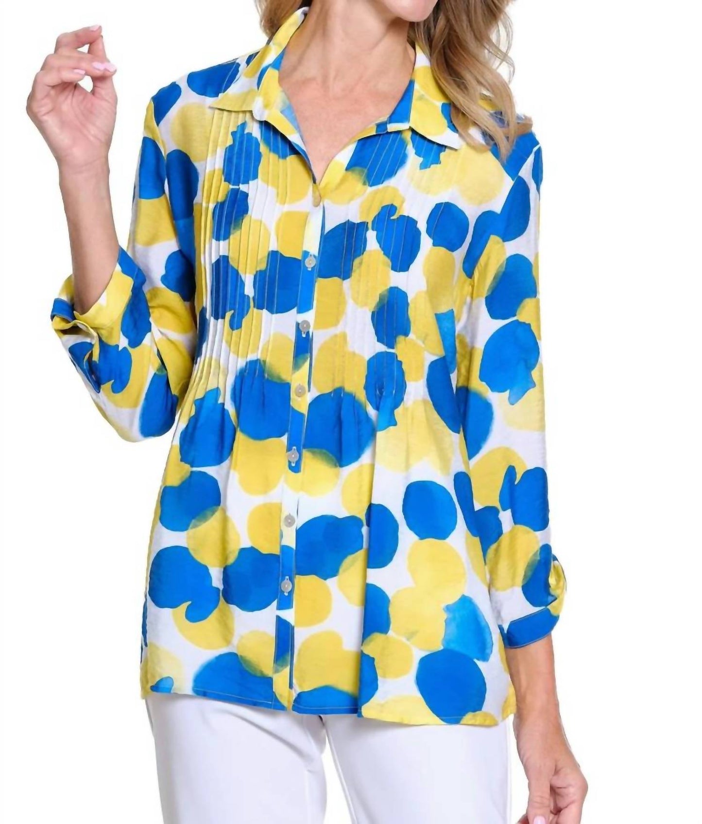 Multiples - 3/4 Sleeve Button Tuck Shirt