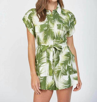 Fate - Mattie Tropical Print Linen Romper