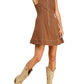 Baby Pink - Sleeveless Zip-up Denim-style Mini Dress