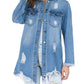 American Bazi - Frayed Hem Denim Jacket