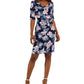 Floral Print Elbow Sleeve Sheath Dress