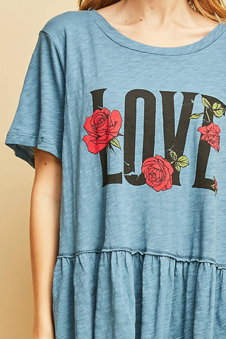 Entro - Love Graphic Peplum Top