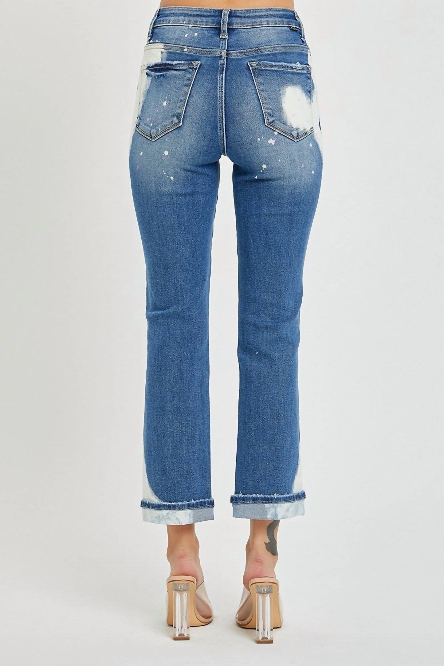 Risen - High Rise Medium Bleach Denim Jeans