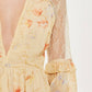 Topshop - Floral Print Lace Rhinestones Ruffle Midi Dress
