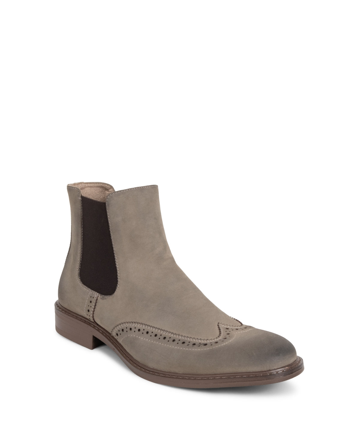 Men's Beige Perforated Wingtip Chelsea Boots
