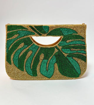 Golden Stella - Women's Beaded Leaf Handbag