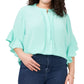 Plus Size Ruffle Sleeve Henley Blouse