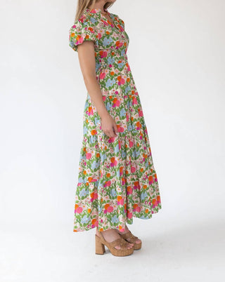 Entro - Garden Floral Puff Sleeve Maxi Dress