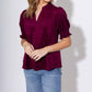 Ivy Jane - Women's Suede Puff Sleeve Top