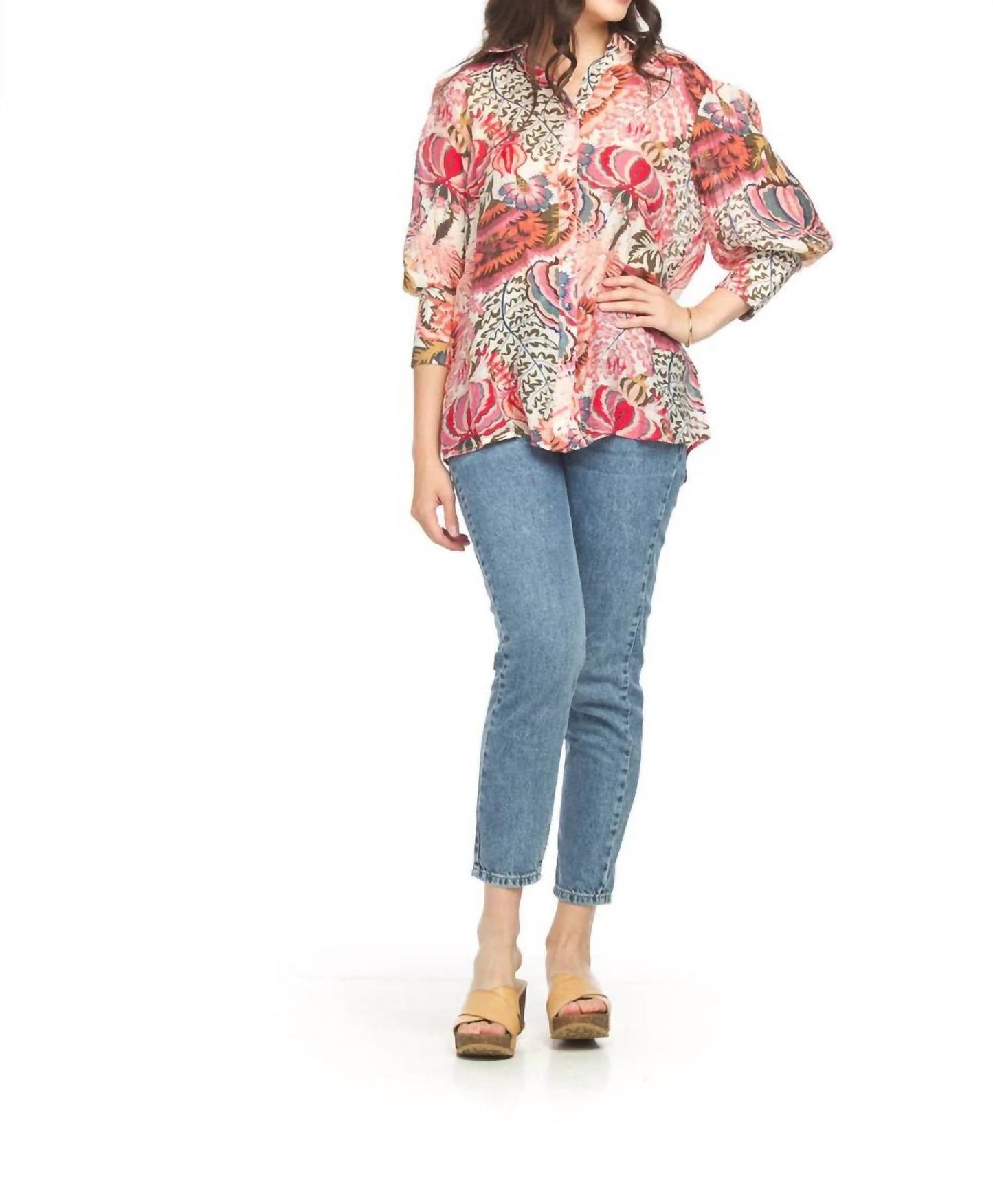 Papillon - Women's Jessica Bold Floral Button Front Top