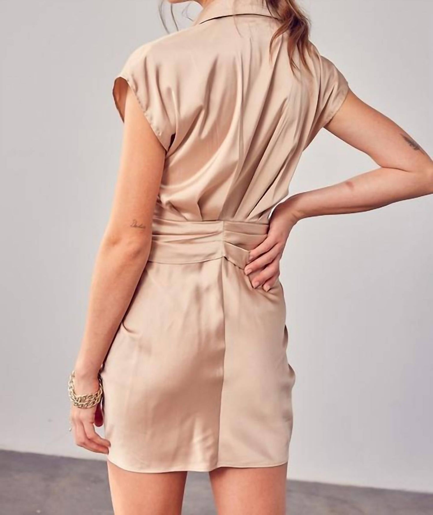 Do+Be - Collar Button Up Front Tie Dress