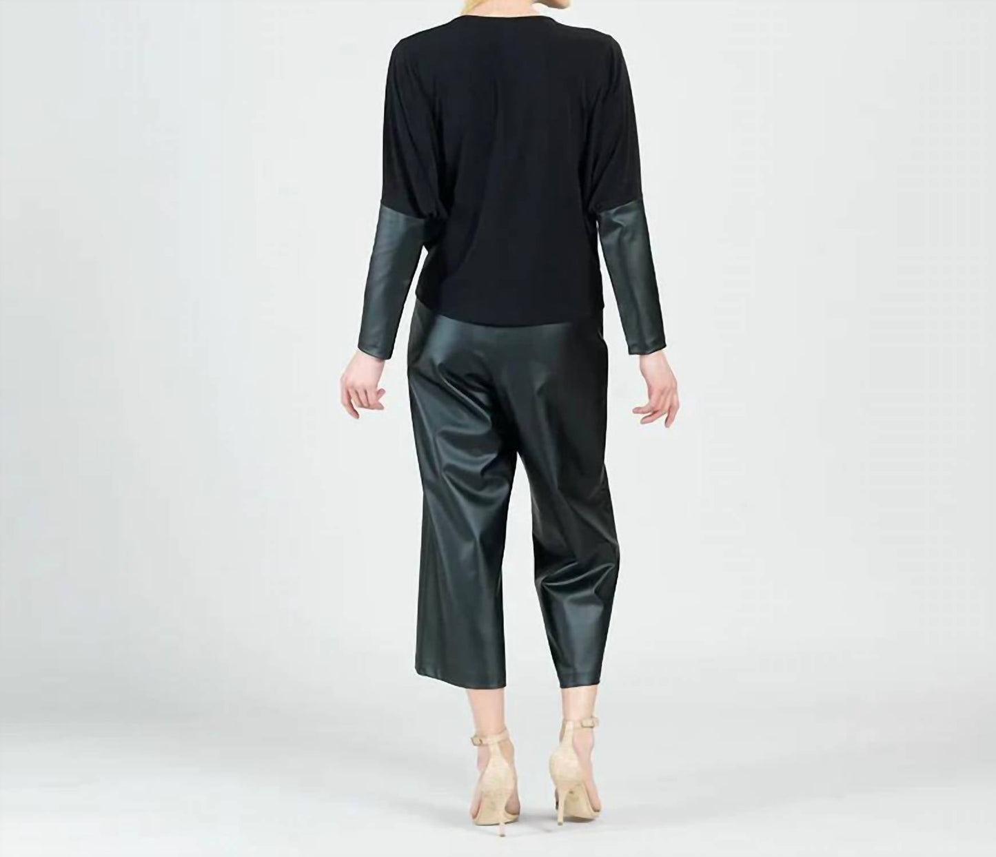 Clara Sunwoo - Dolman Sleeve Liquid Leather Cuff Top