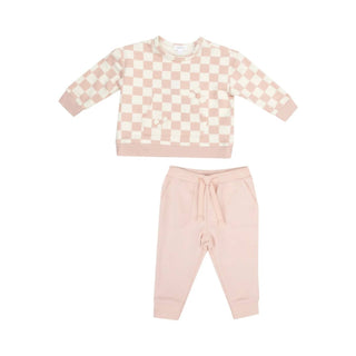 Angel Dear - Girl's Checkerboard Sweatshirt & Jogger Set