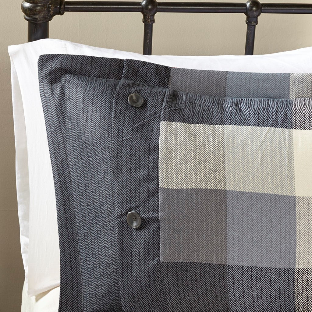 7 Piece Herringbone Comforter Set Grey Queen