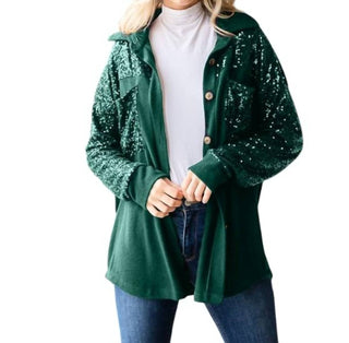 7Th Ray - Sequin Button Down Shacket - Plus