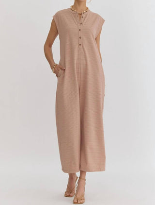 Entro - Oversized Striped Wide Leg Romper