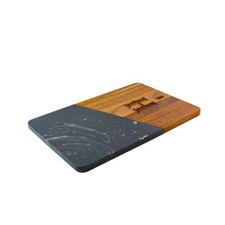 Creative Gifts International - Marble and Acacia Wood Rectangular Diagonal Board