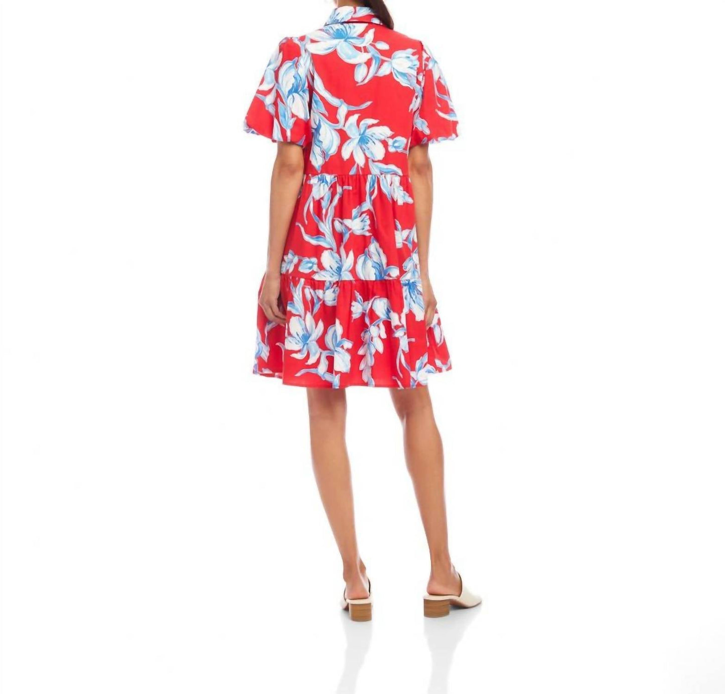 Karen Kane - Puff Sleeve Tiered Shirtdress