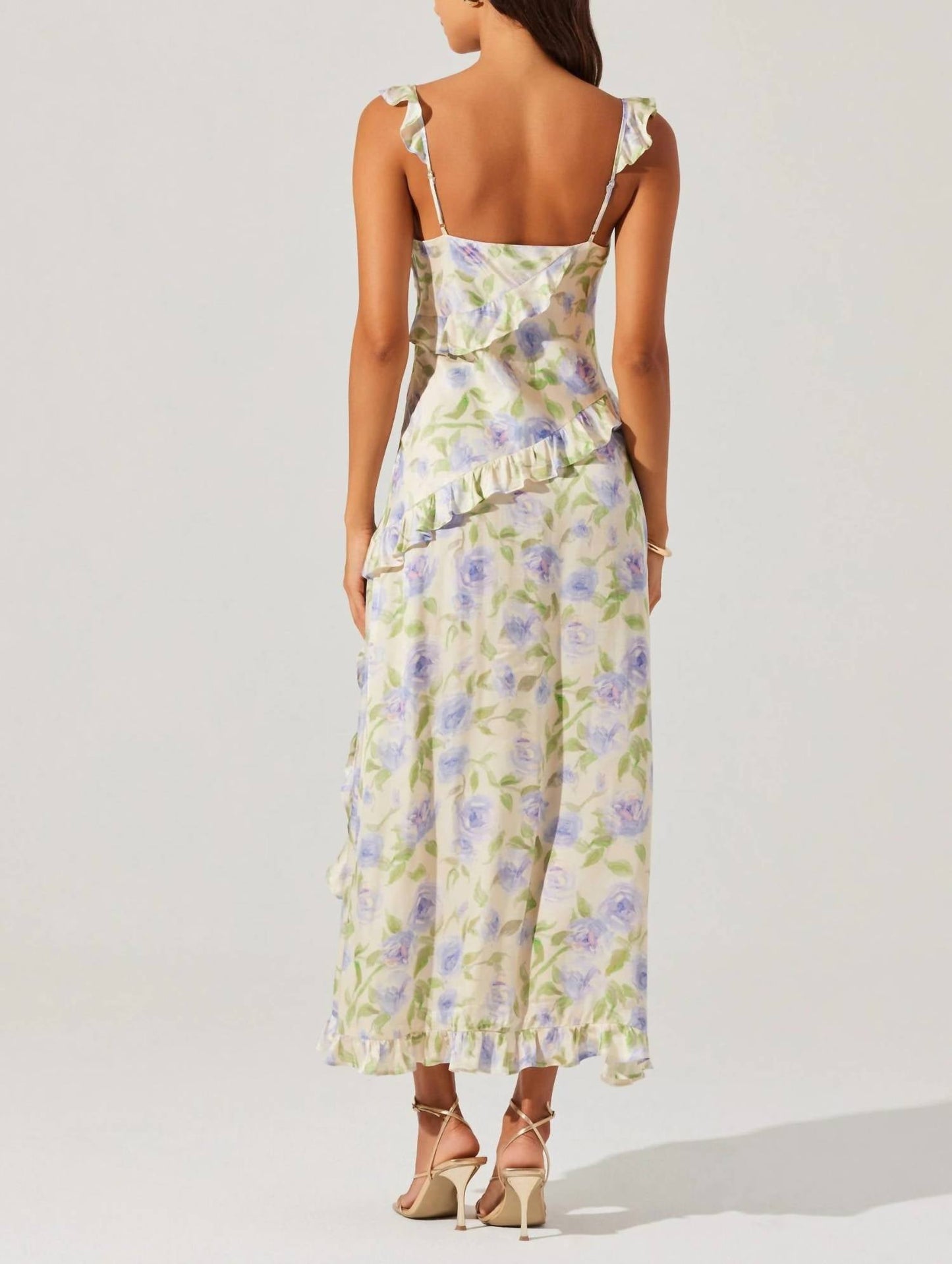 Astr - Rosalina Satin Ruffle Midi Dress