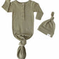 Fawn & Foster - Baby Organic Knotted Gown + Top Knot Hat Sleep Sack