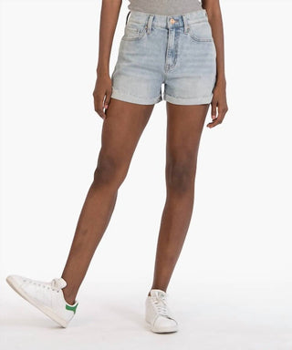 Kut From The Kloth - High Rise Roll-cuff Denim Shorts