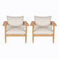 Terassi Outdoor Lounge Chair Set of 2 with Cushions - Beige / Light Teak