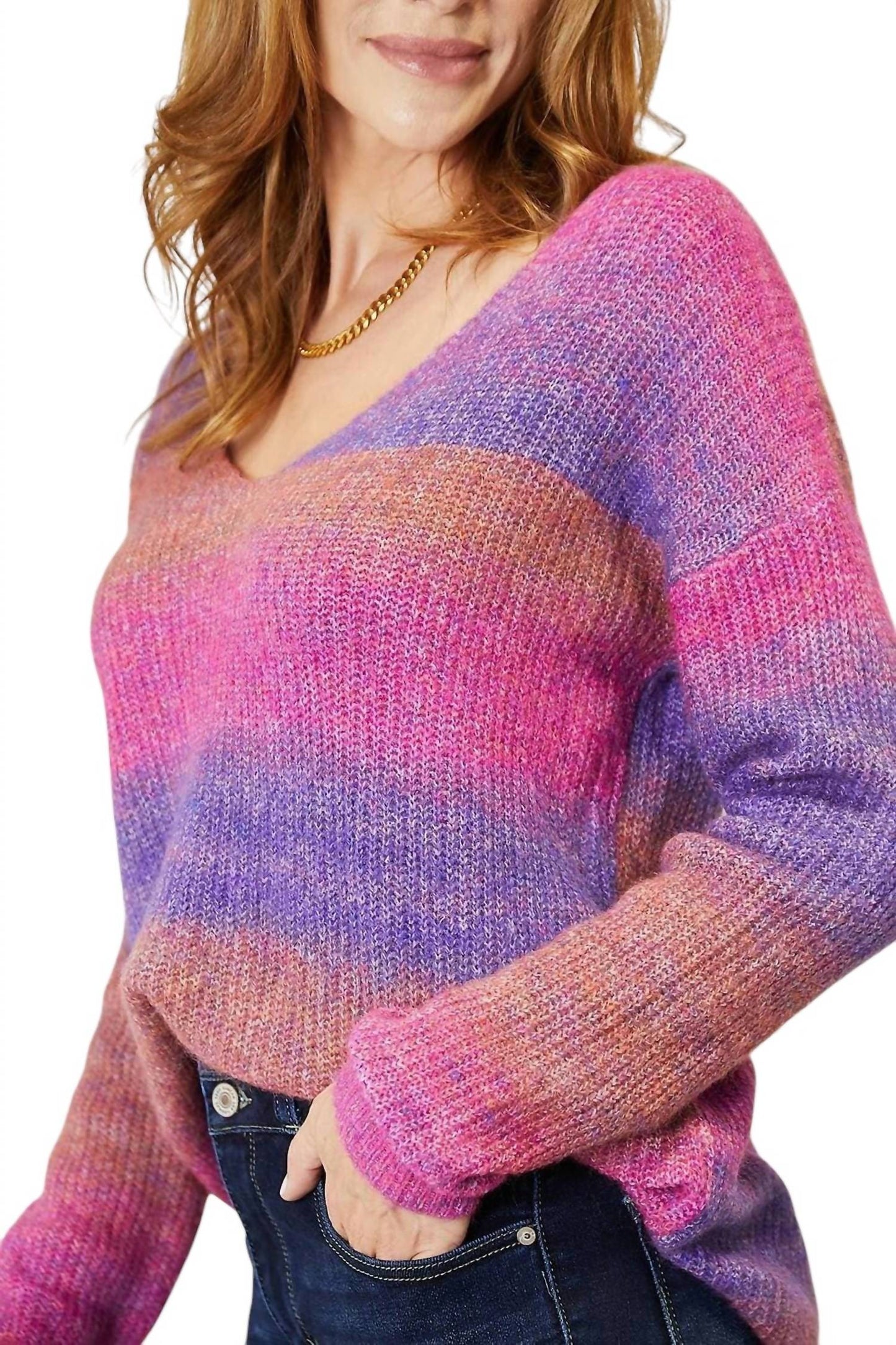 Double Take - Chic Ribbed V-Neck Pullover Sweater