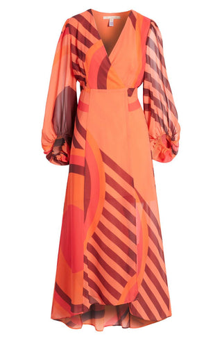 Hutch - Lindie Geo Print Long Sleeve Wrap Dress