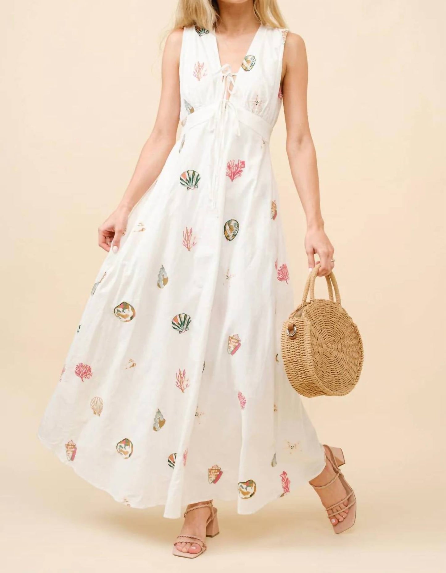 Blue B - Veronica Seashell Embroidered Maxi Dress